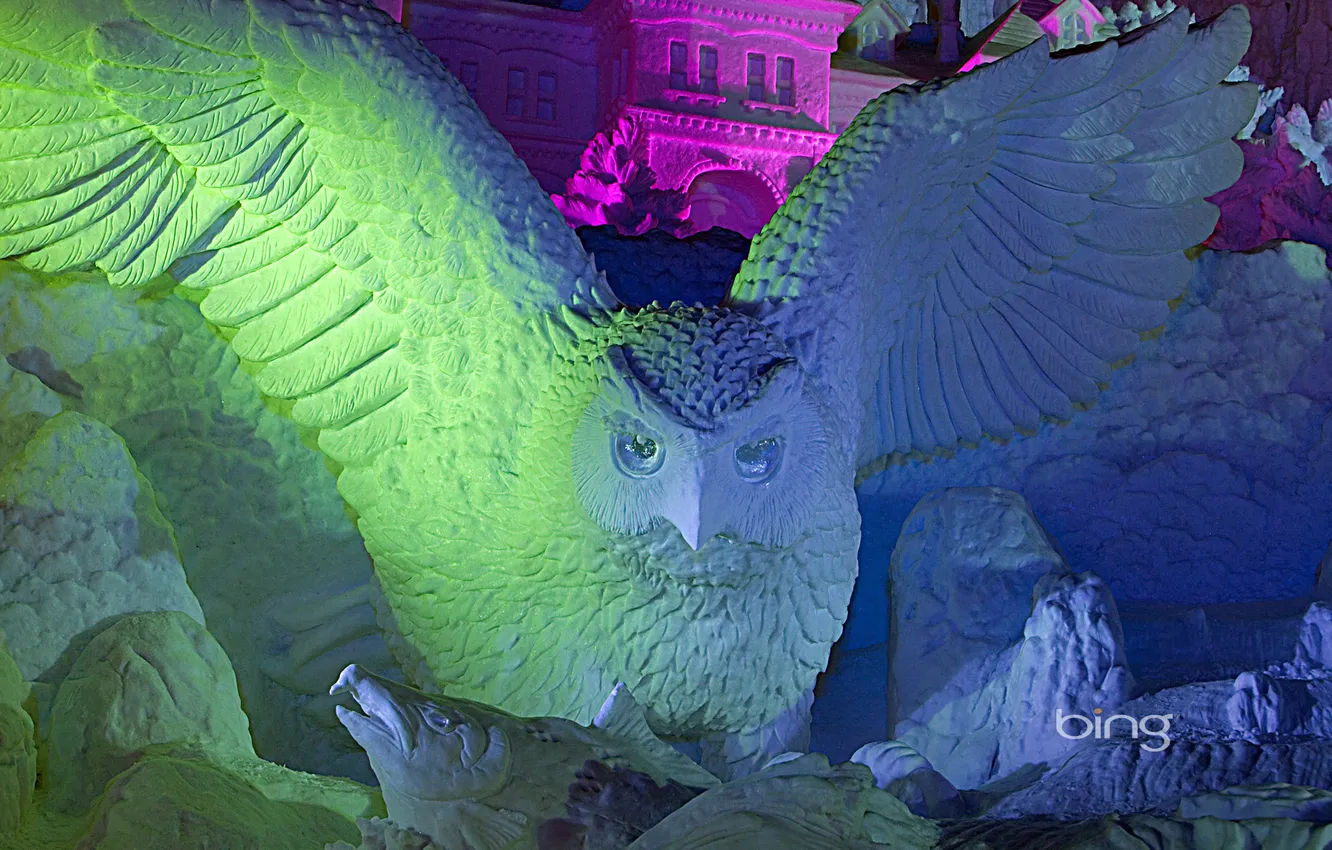 Photo wallpaper light, color, Japan, Hokkaido, Sapporo, snow sculpture, Odori, snow festival