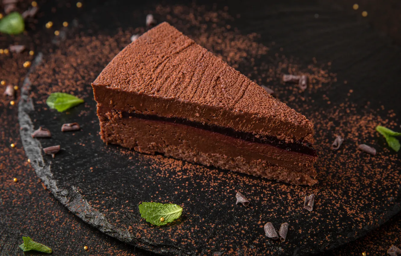 Photo wallpaper chocolate, cake, mint, cream, chocolate, souffle