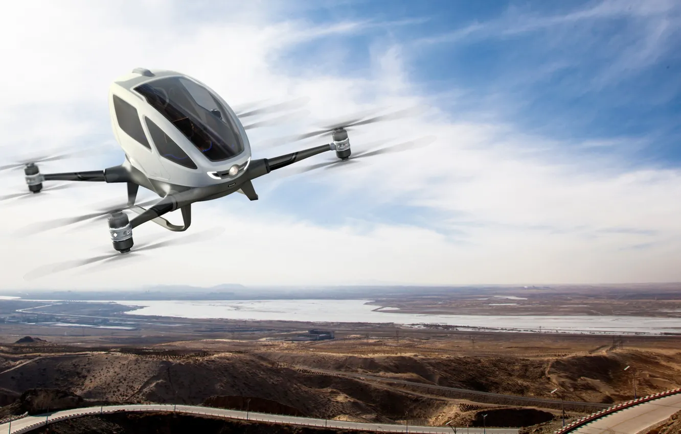 Photo wallpaper sky, cloud, drone, kumo, Ehang 184, aerial vehicle