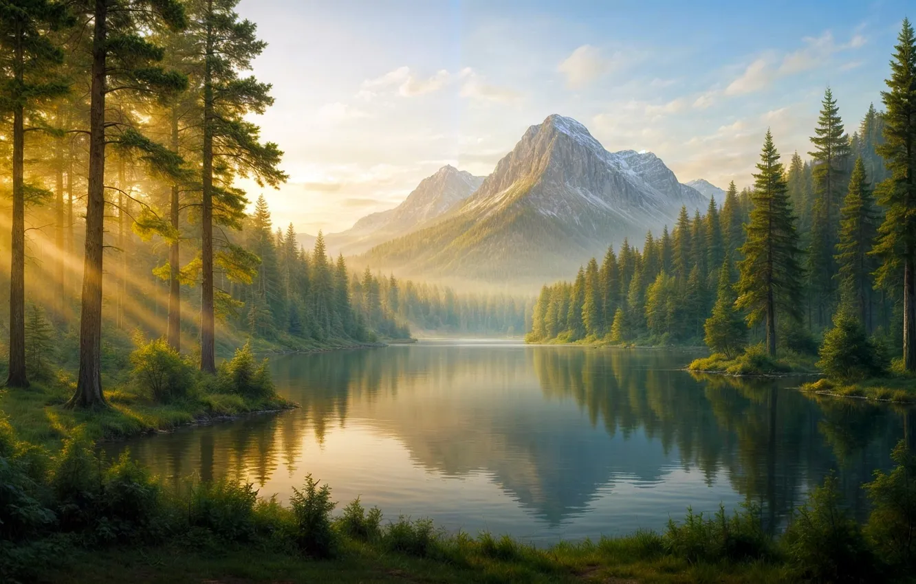 Photo wallpaper nature, landscapes, neural network