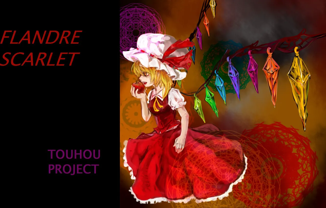 Photo wallpaper vampire, red Apple, Touhou Project, Flandre Scarlet, Project East, vampire girl, by Nokonokoro, poisoned