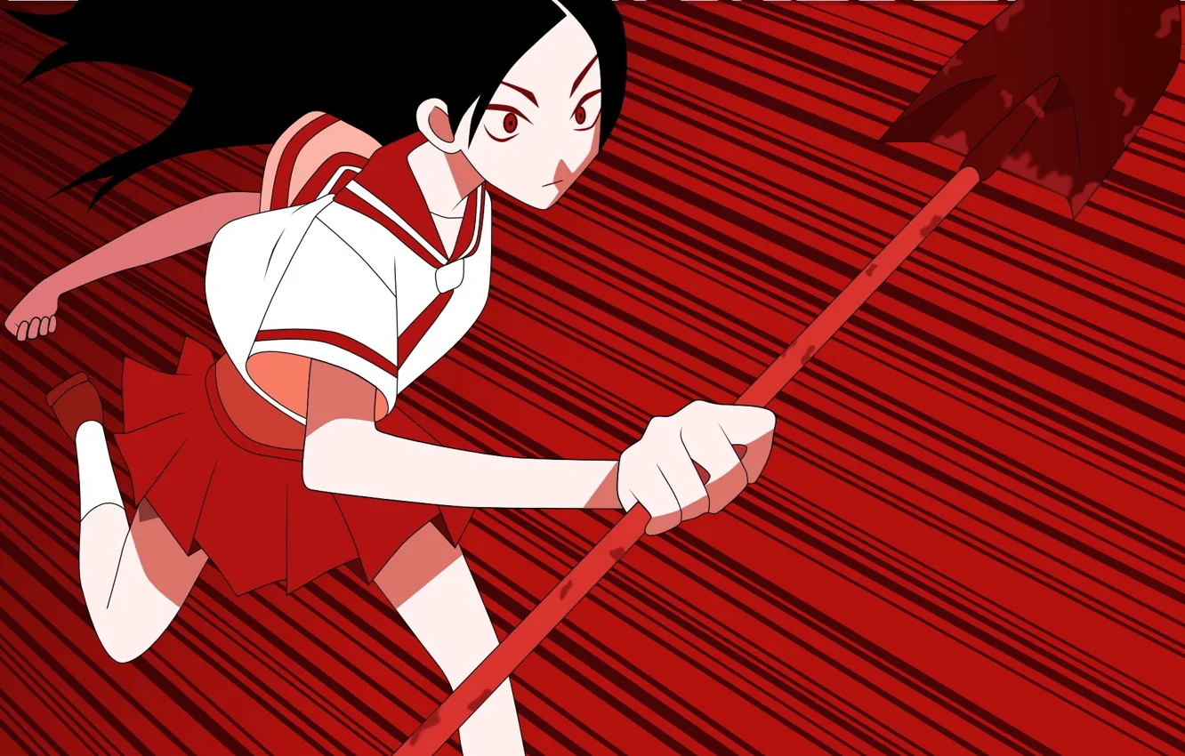 Photo wallpaper chase, shovel, black hair, art, Sayonara Zetsubou Sensei, dull teacher, Goodbye, obsessed