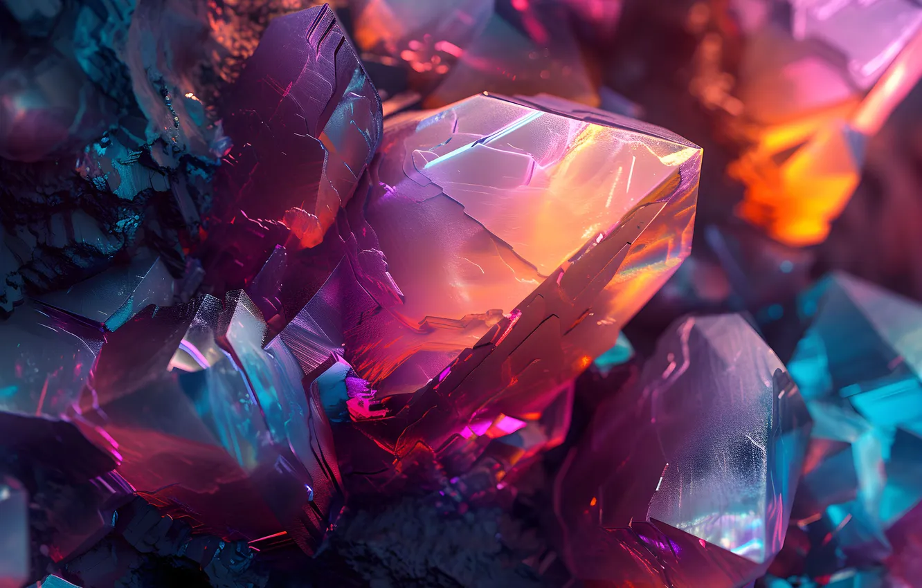 Photo wallpaper abstract, gems, gemstones, AI Art, Iridescence, AI ART