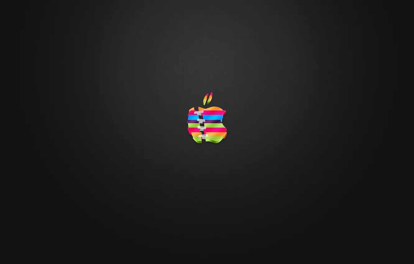 Photo wallpaper apple, logo, color, cut, glued, Scotch