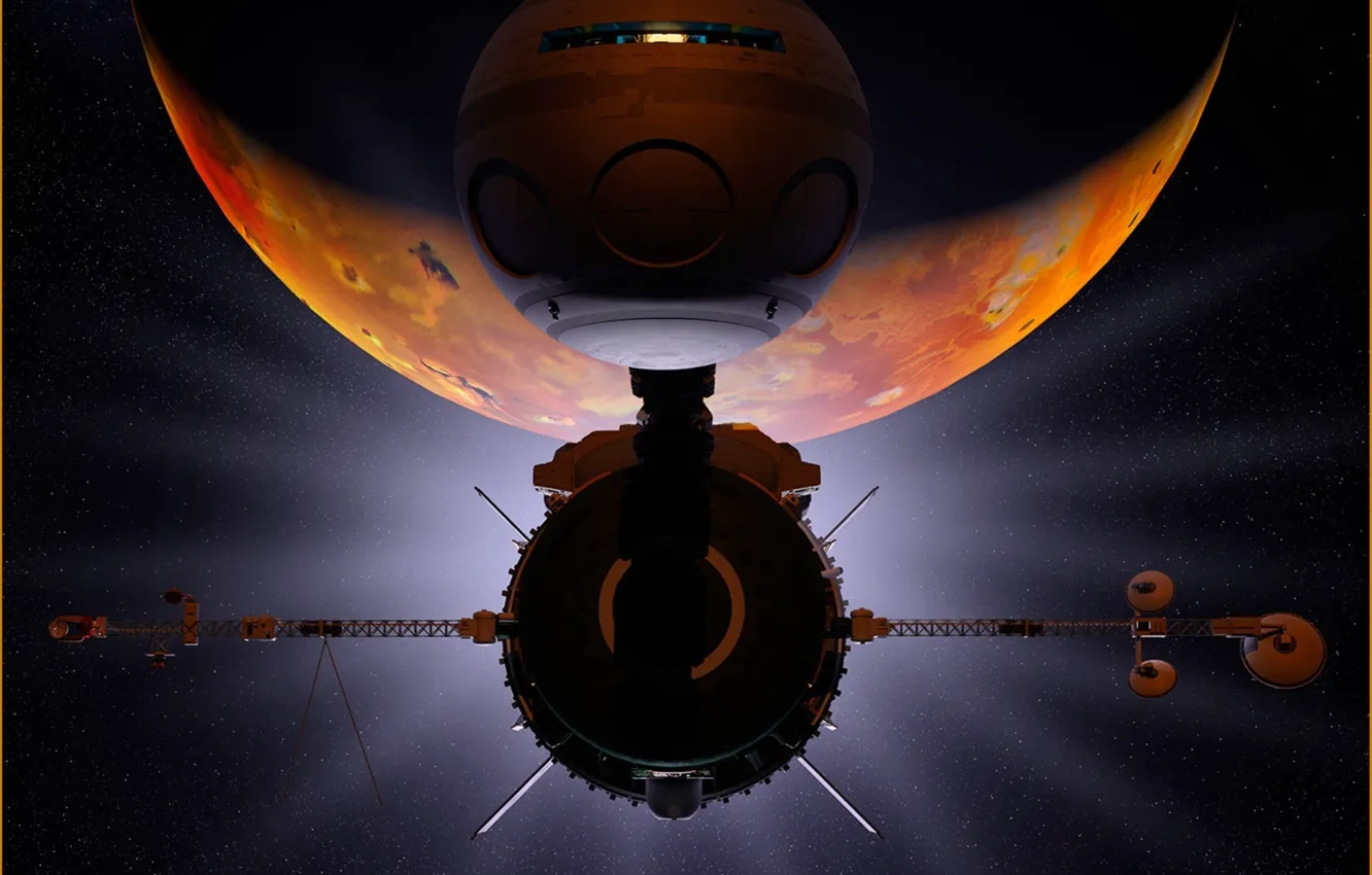 Photo wallpaper space, stars, planet, spacecraft, Ignition