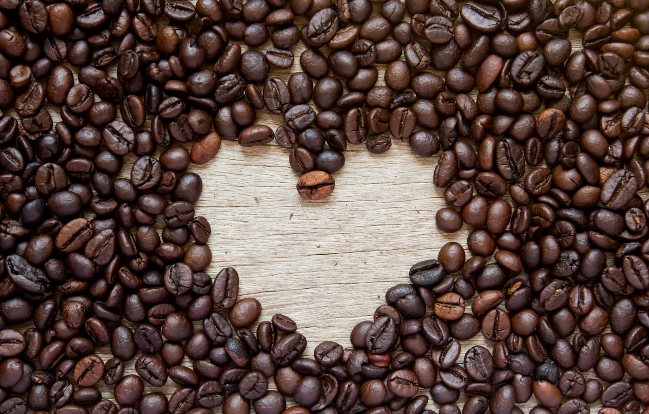 Photo wallpaper love, heart, coffee, grain, love, heart, romantic, beans