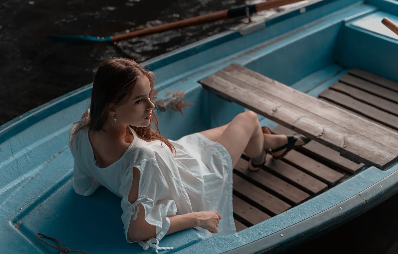 Photo wallpaper dress, legs, in the boat, Milana ♥ Ushakova, Tanya Belova