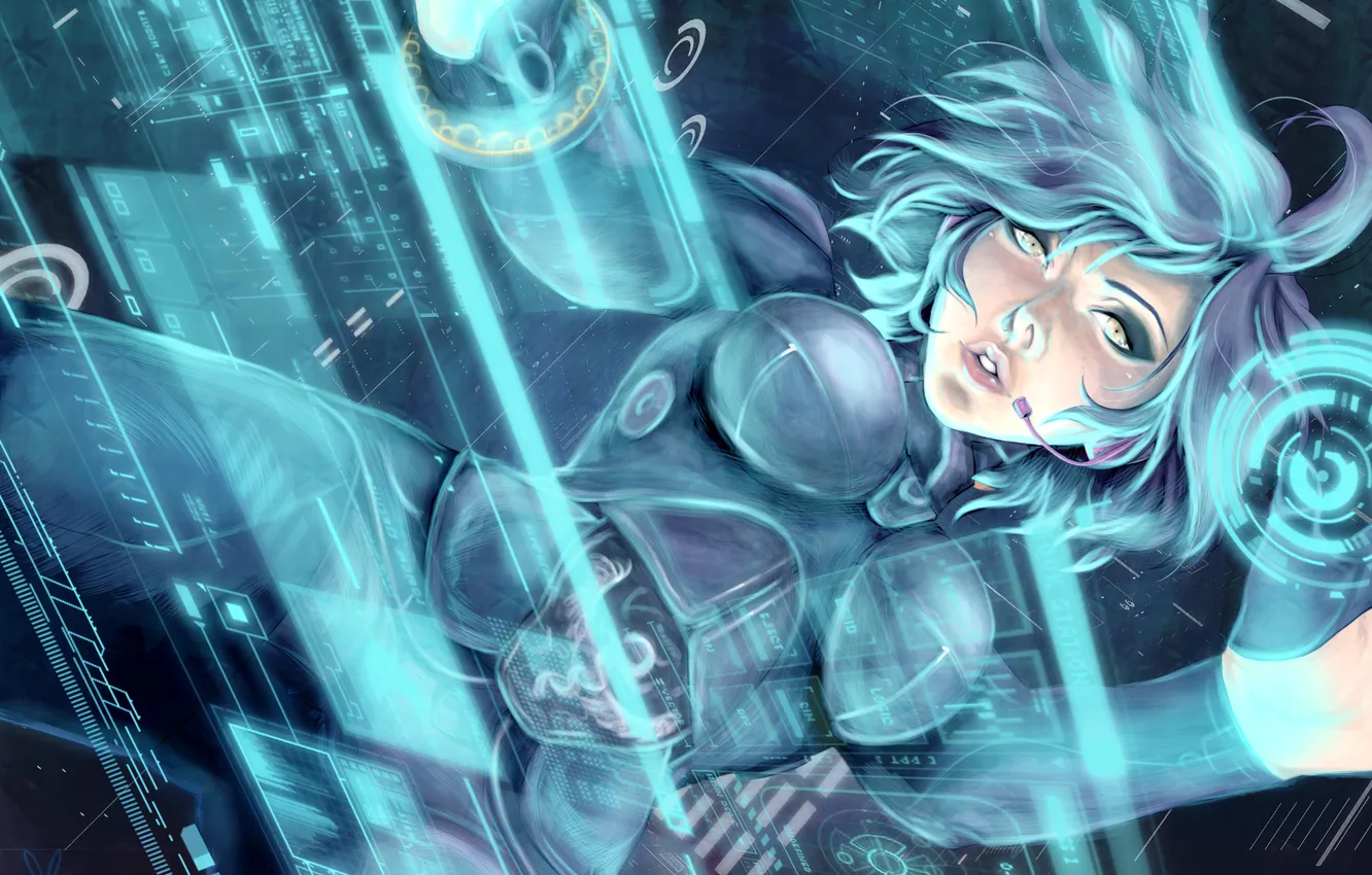 Photo wallpaper look, girl, techno, art, armor