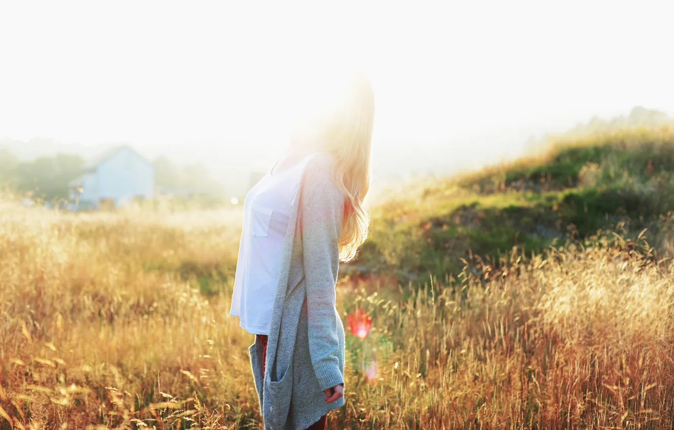Photo wallpaper girl, the sun, t-shirt