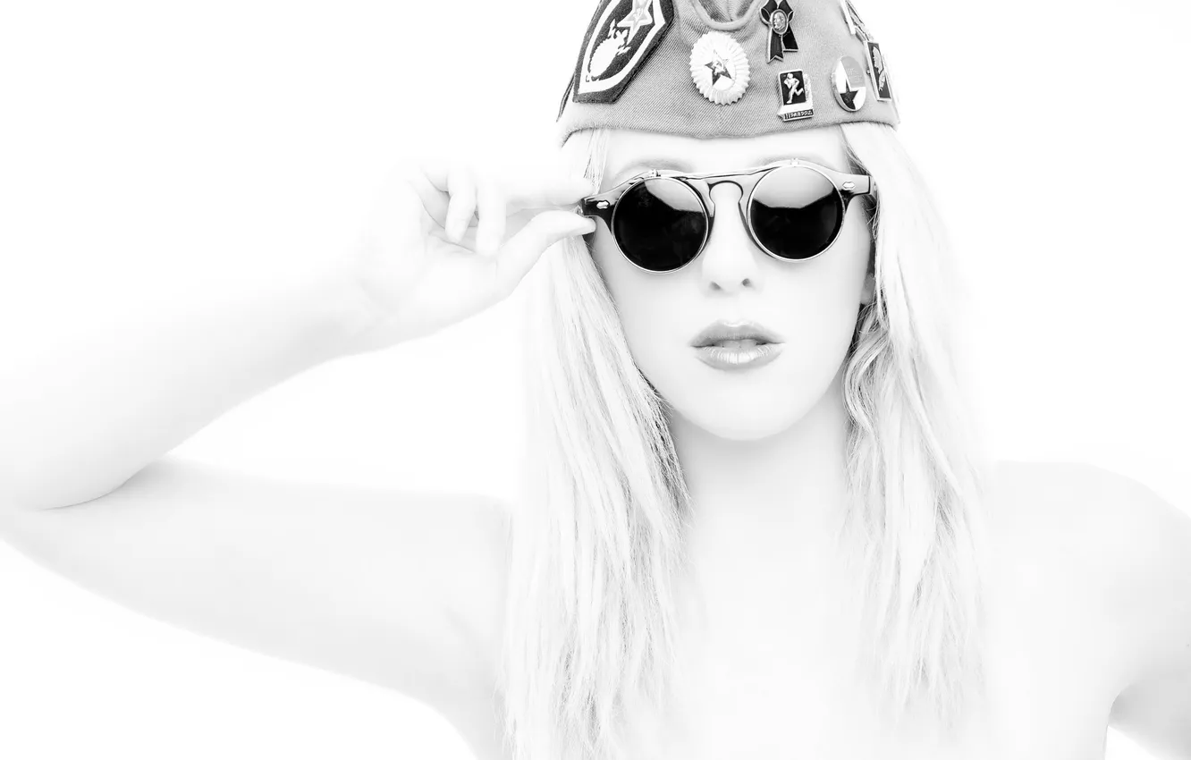 Photo wallpaper girl, style, background, glasses