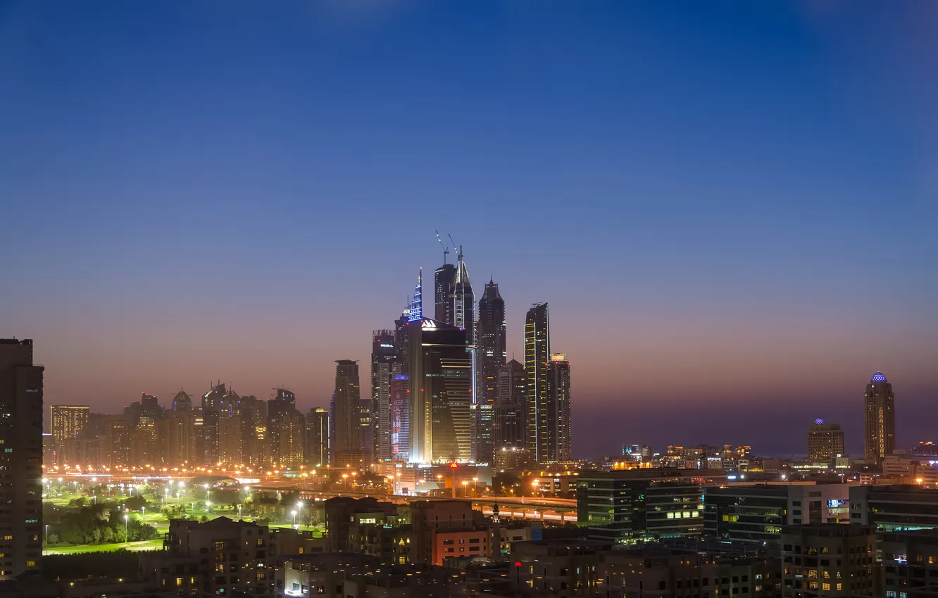 Photo wallpaper city, sunset, dubai, united arab emirates