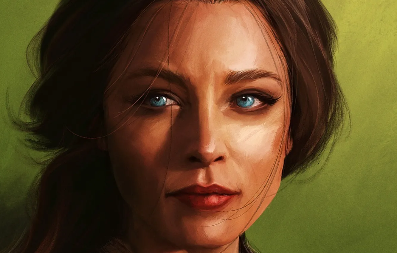 Photo wallpaper look, girl, face, figure, blue eyes