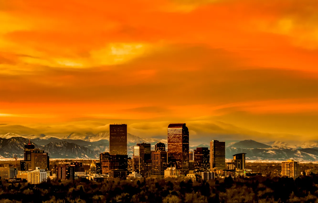 Photo wallpaper Colorado, panorama, skyline, Denver, Colorado, Denver