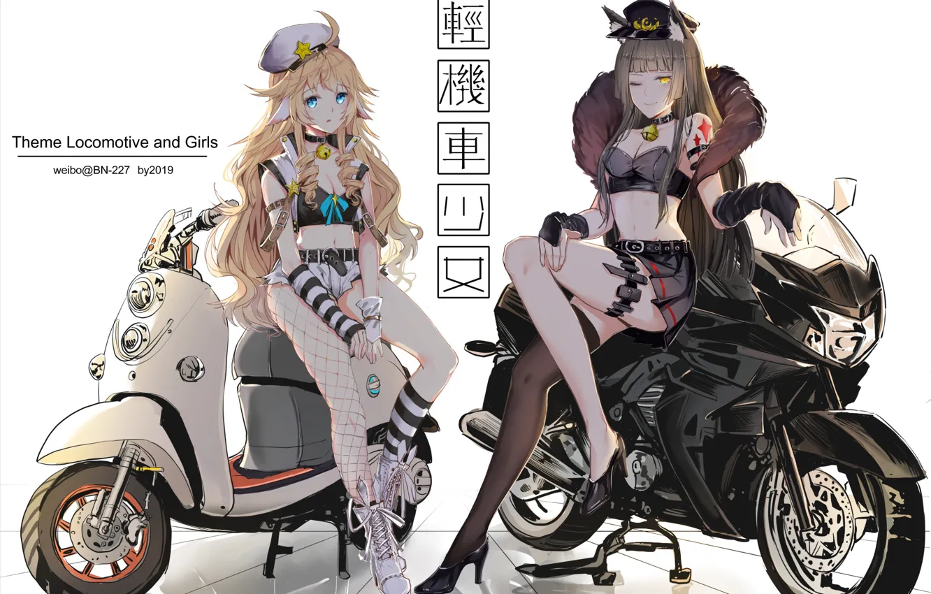 Photo wallpaper girl, style, motorcycle, bn-227