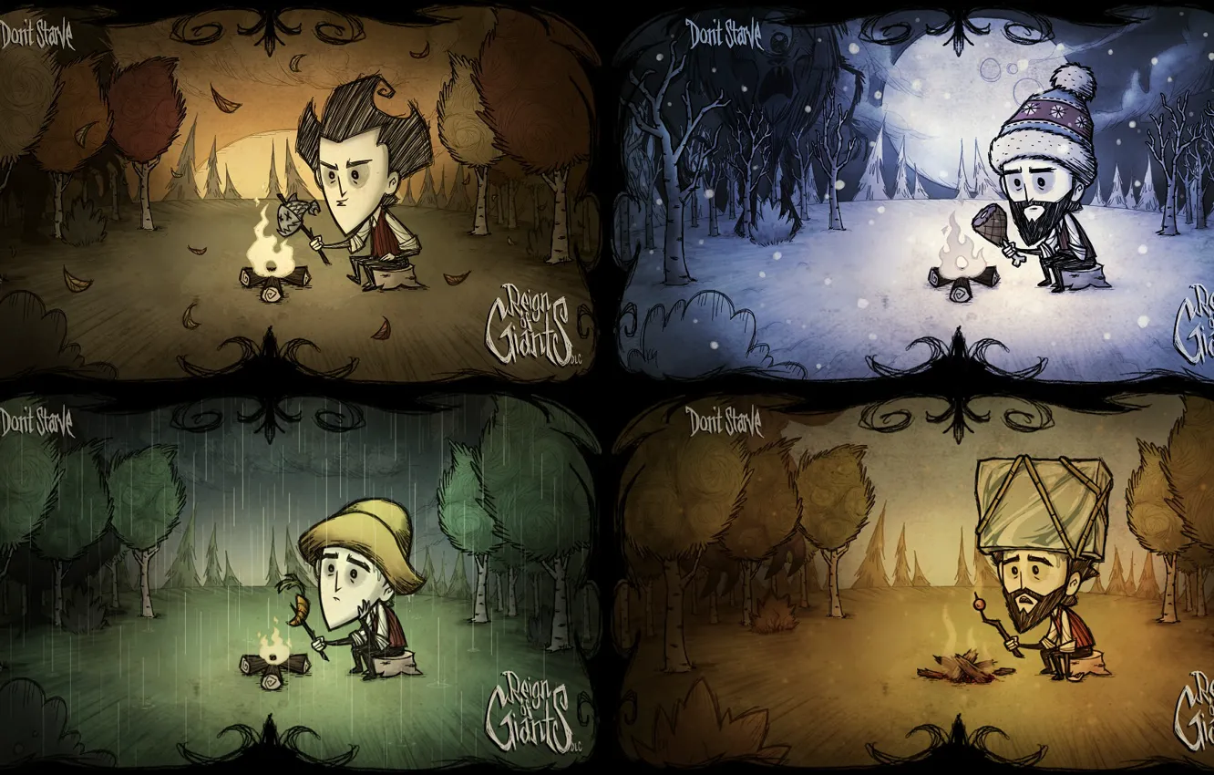Photo wallpaper the game, seasons, Wilson, Don't starve, the going day