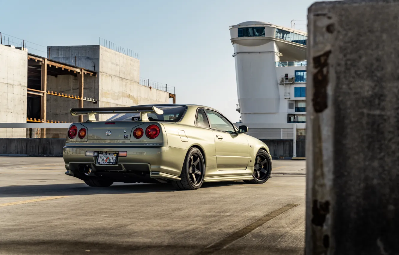 Photo wallpaper GT-R, Skyline, Rear view, R34, M-specNur