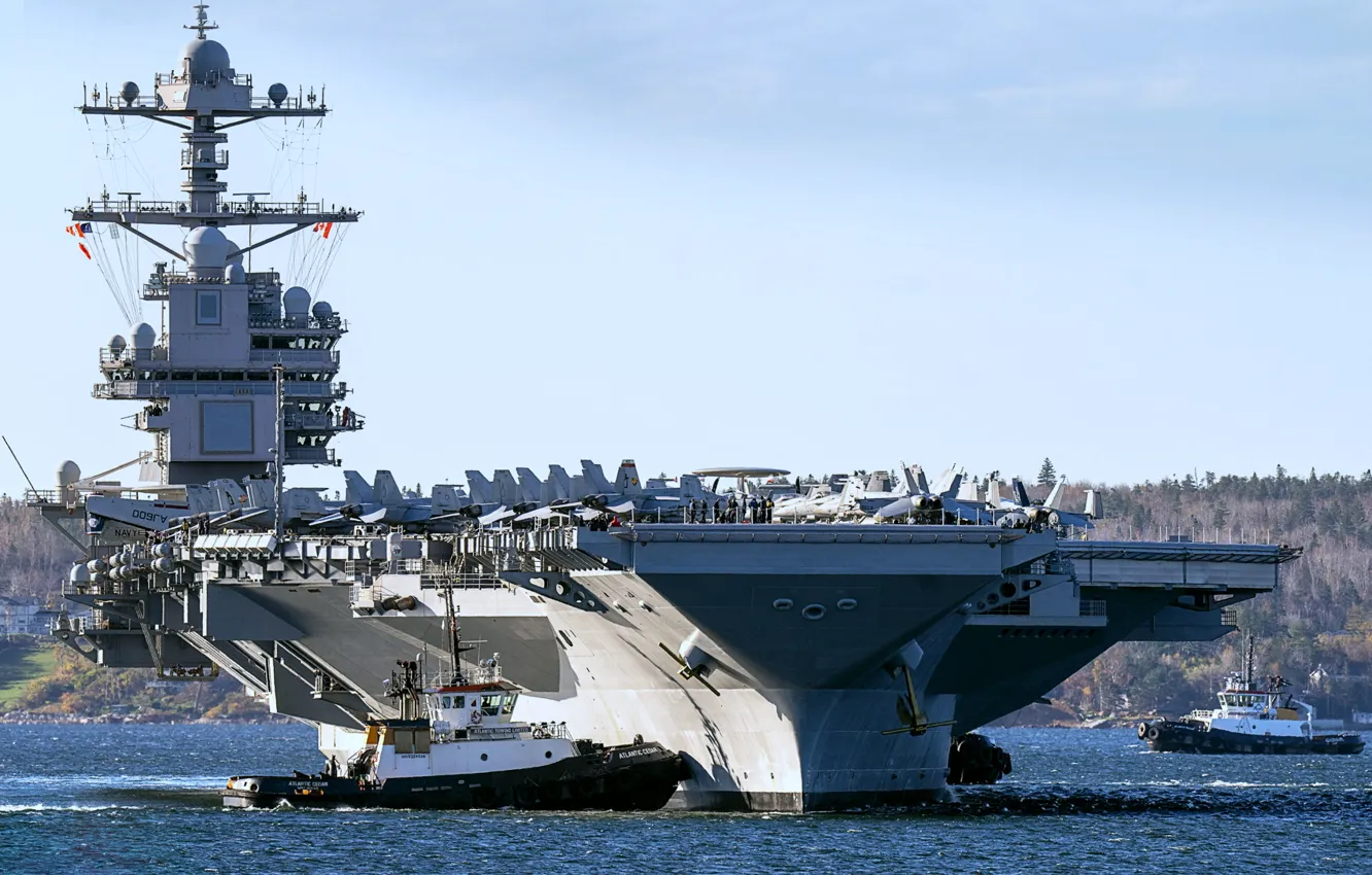 Photo wallpaper the carrier, atomic, USS Gerald R. Ford