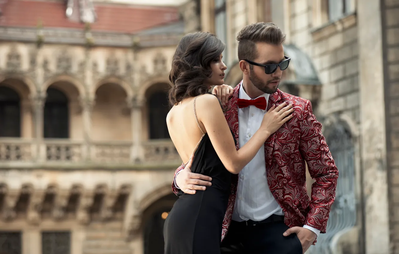 Photo wallpaper the city, pair, young couple in love