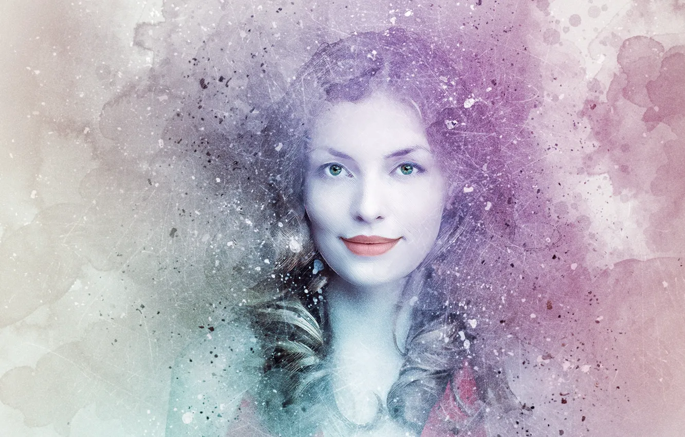 Photo wallpaper look, background, girl art