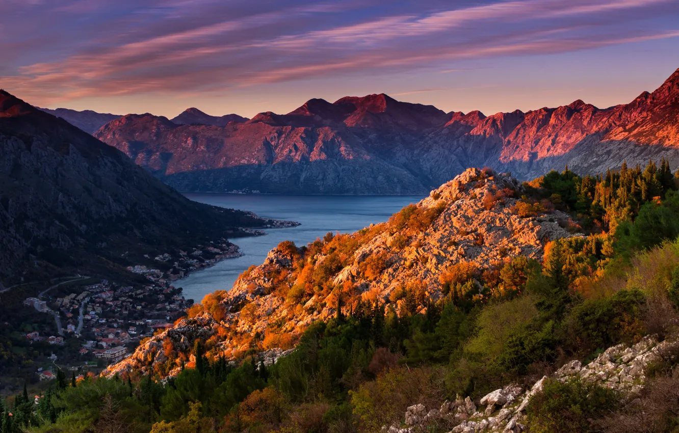 Photo wallpaper mountains, Montenegro, To, Kotor Bay