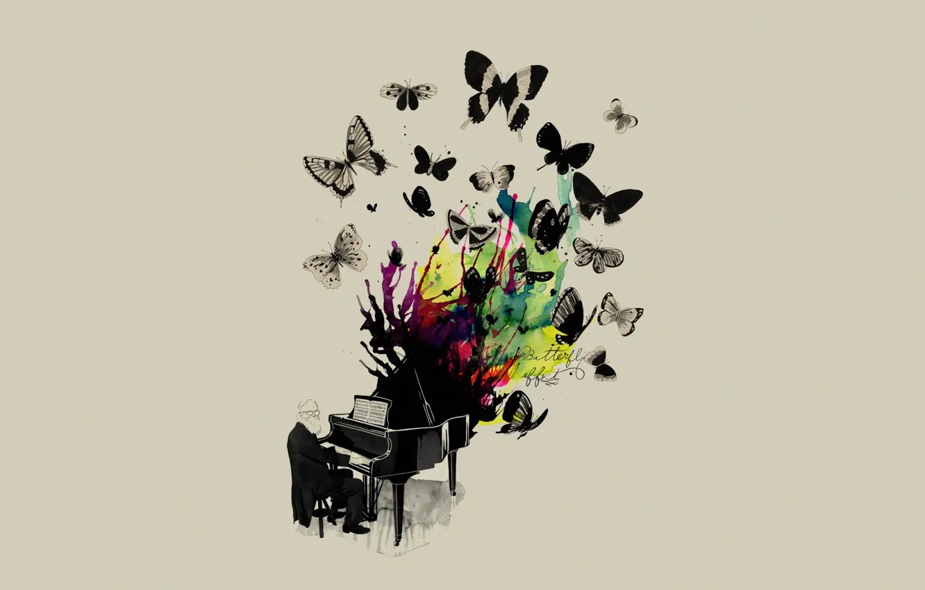 Photo wallpaper Music, Butterfly, Music, Musician, Piano, Mathiole, Matheus Lopes Castro, Plan