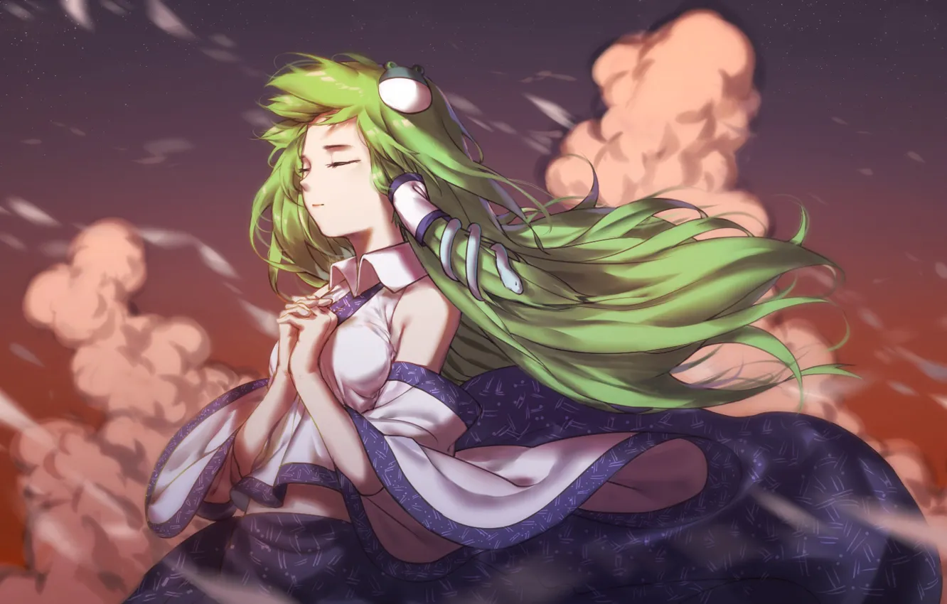 Photo wallpaper girl, green hair, Touhou, Touhou