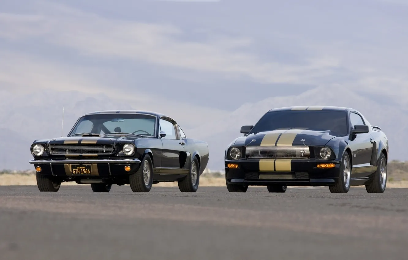 Photo wallpaper the sky, black, Mustang, Ford, Shelby, 2006, the front, and
