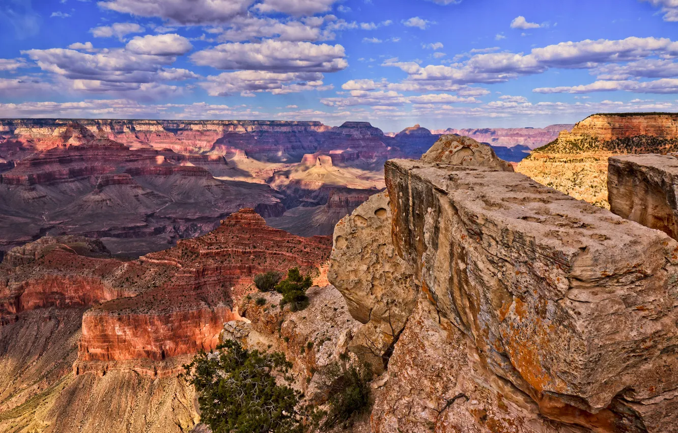 Photo wallpaper the sky, clouds, mountains, nature, rocks, horizon, canyon