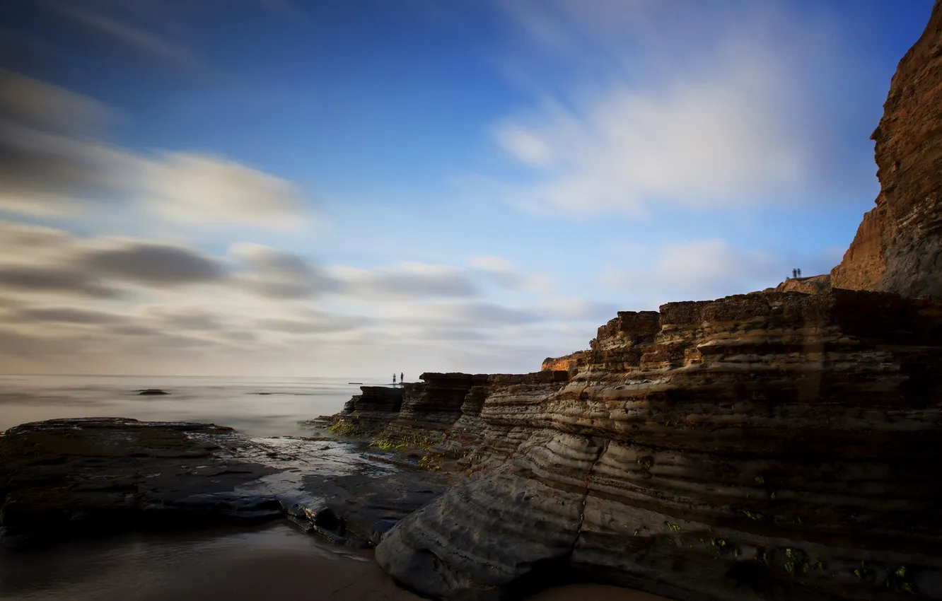 Photo wallpaper sea, the sky, landscape, rocks