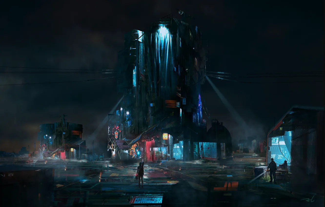 Photo wallpaper street, science fiction, fiction, people, Eric lee, by Eric lee, Rock star-2030, District
