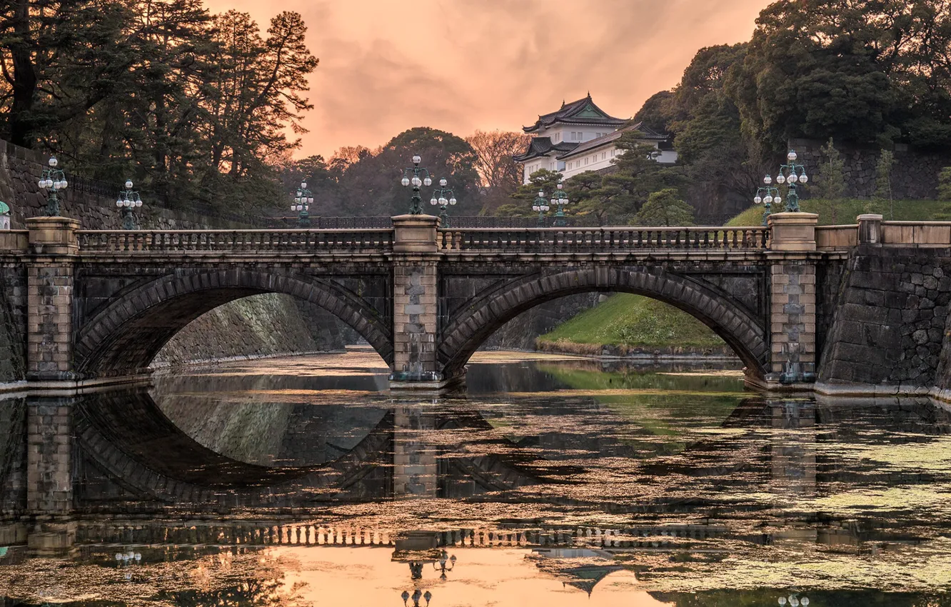 Photo wallpaper bridge, Japan, Tokyo, Imperial Palace