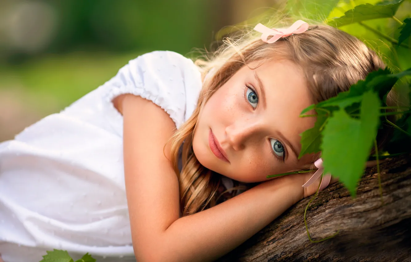 Photo wallpaper look, girl, freckles, Like a Doll, chld photography