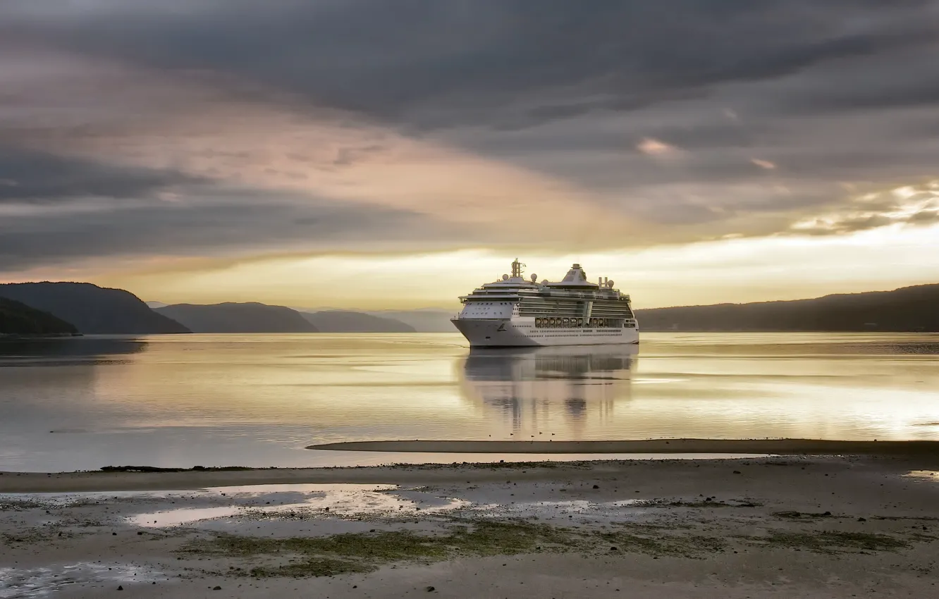 Photo wallpaper sea, shore, ship