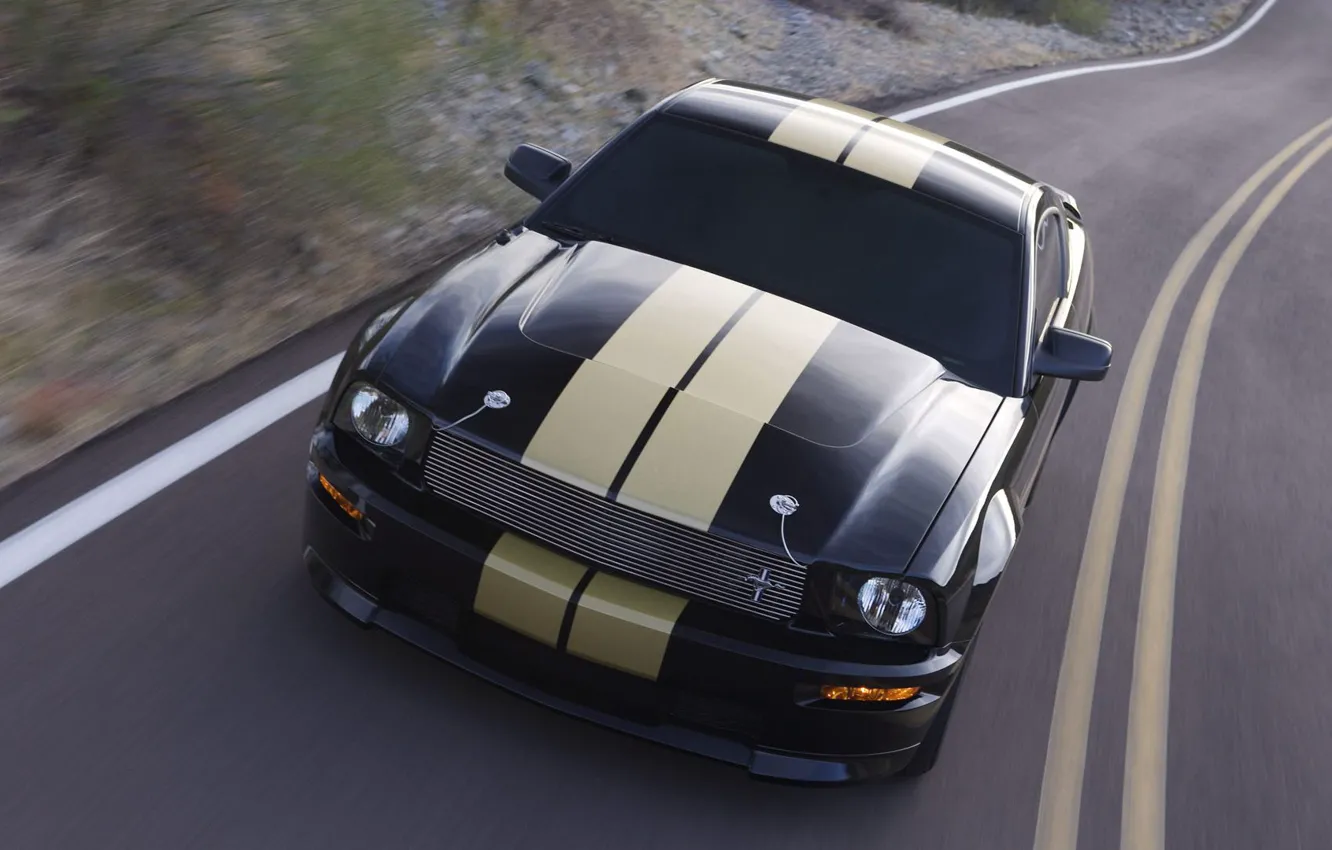 Photo wallpaper road, speed, power, Shelby GT-H, Mustan