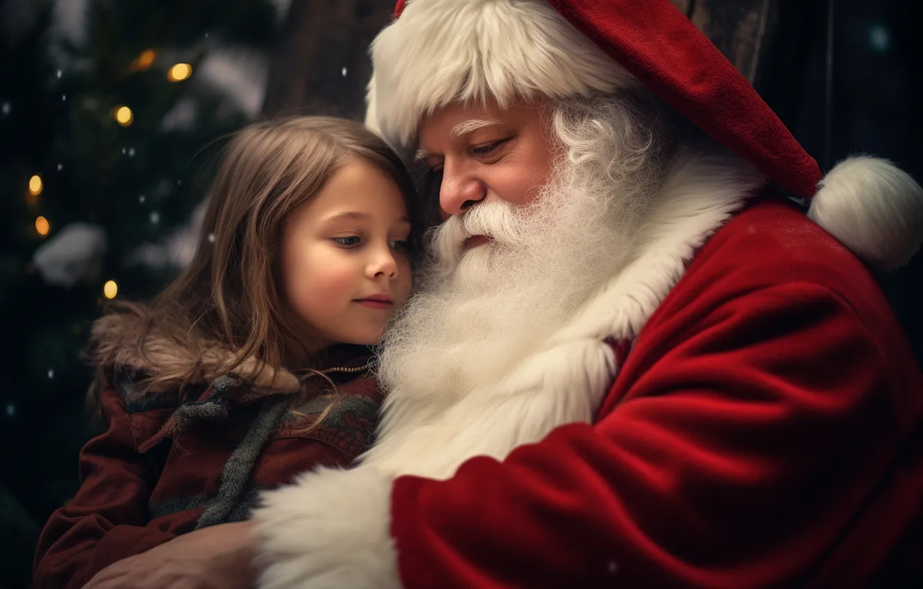 Photo wallpaper the dark background, together, hand, portrait, hugs, Christmas, girl, New year