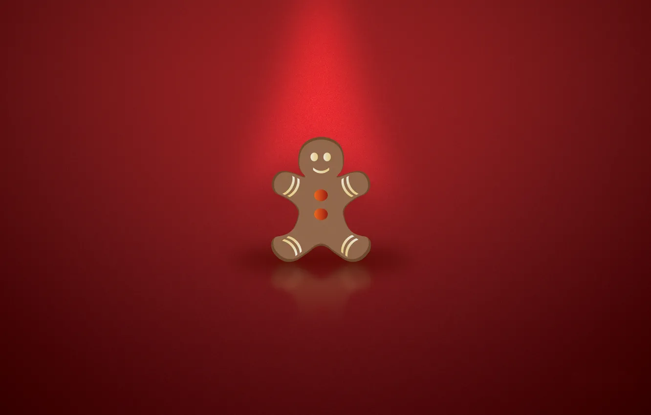 Photo wallpaper new year, Christmas, red background, gingerbread, christmas-cookie, the gingerbread man