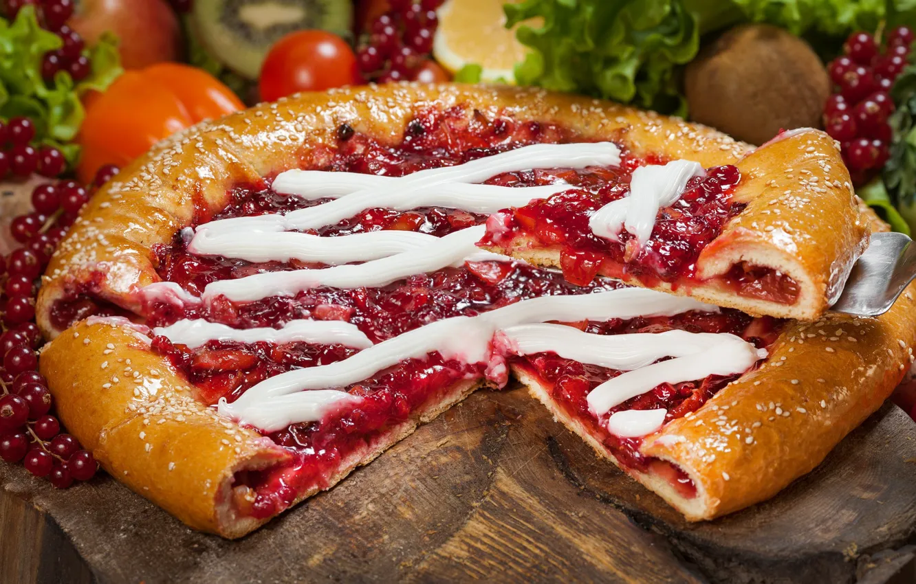 Photo wallpaper apples, pie, fruit, cranberries