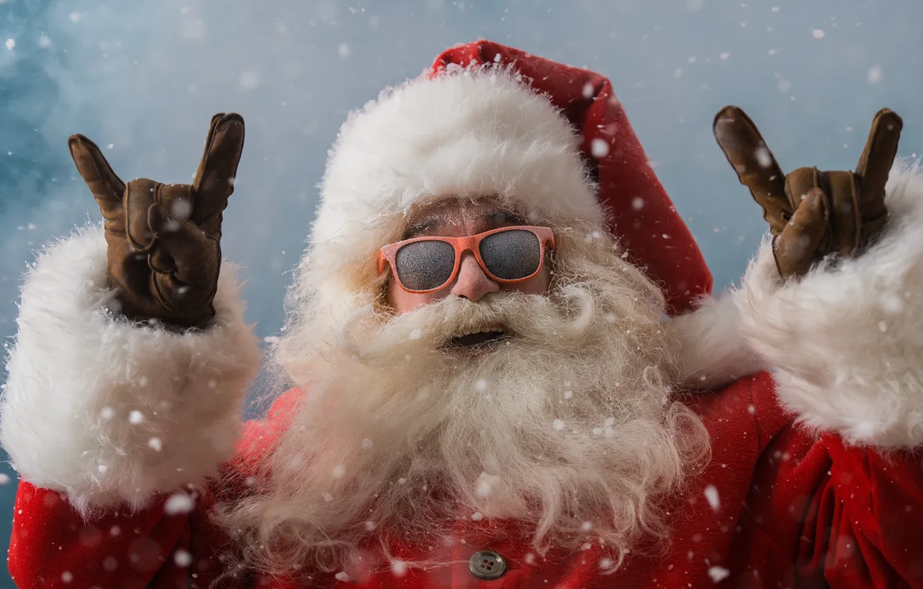 Photo wallpaper snow, New Year, Santa Claus, beard