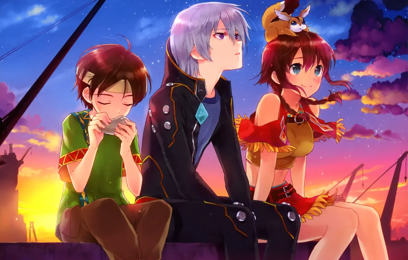 Photo wallpaper sunset, red, art, Amy, Gargantua, Suisei no Gargantia, Bevel