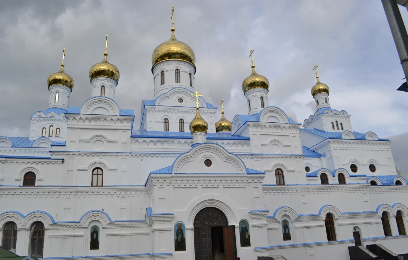 Photo wallpaper white, blue, temple, architecture, dome, the Church, skete