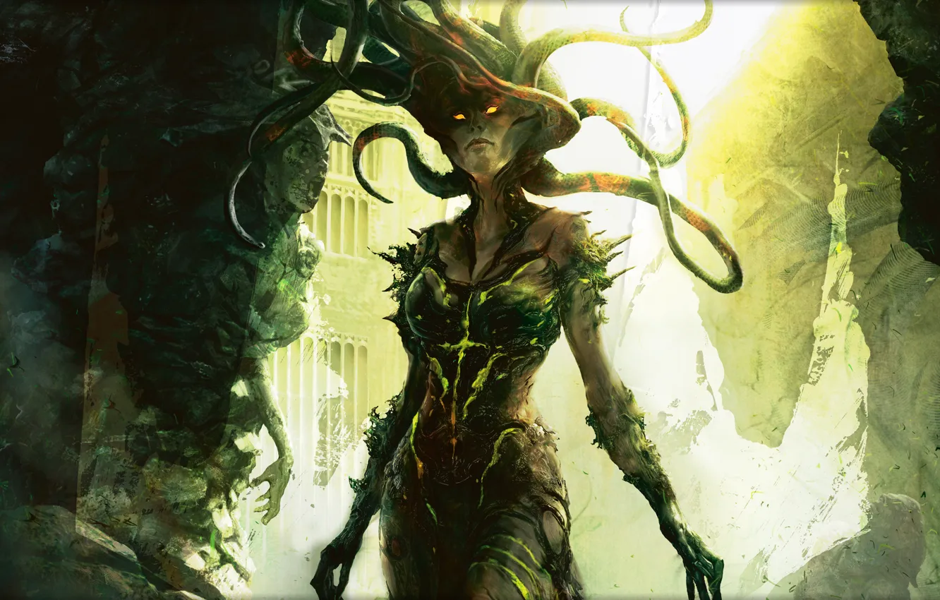 Photo wallpaper girl, hair, monster, tentacles, evil, Magic The Gathering, Alexia Briclot, Vraska the Unseen