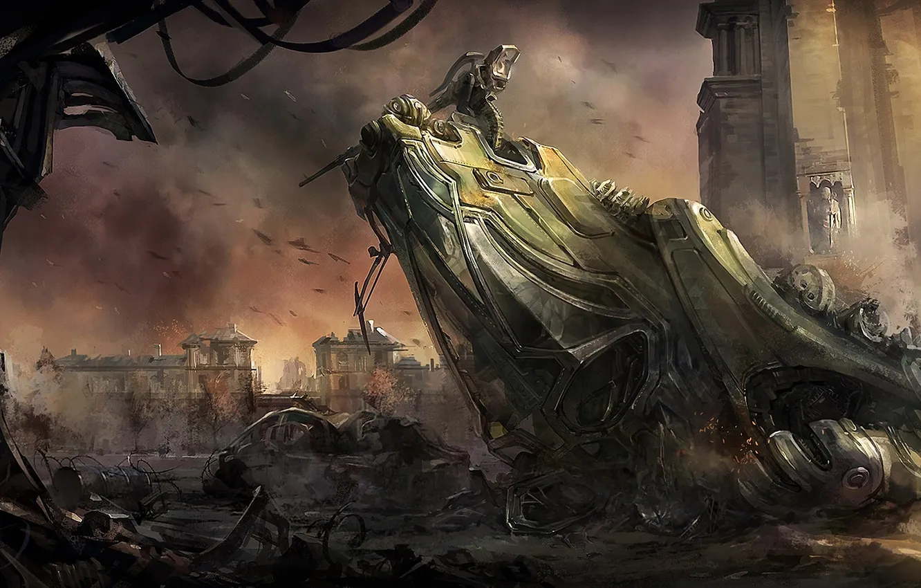 Photo wallpaper metal, the city, the wind, ship, home, the skeleton, art, ruins