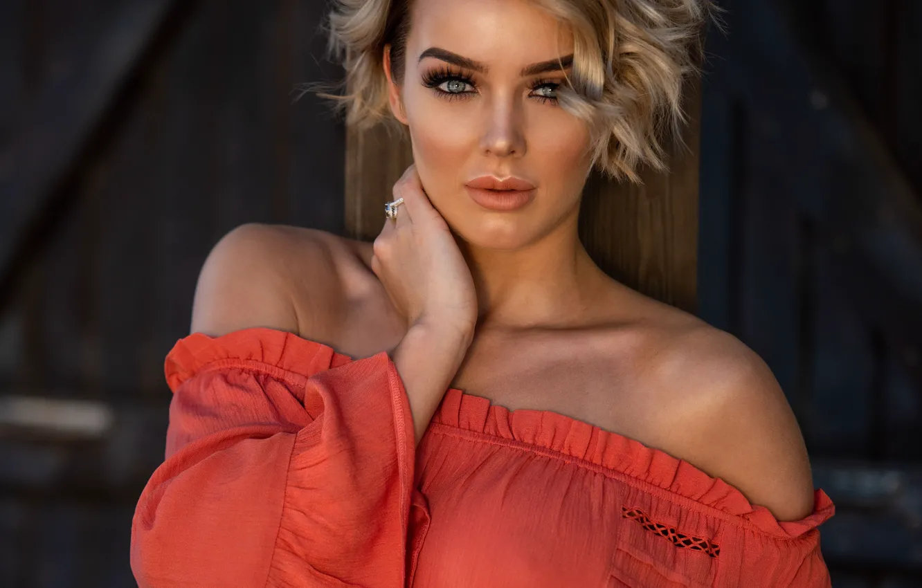 Photo wallpaper look, girl, pose, hands, shoulders, Rosie Robinson, Jack Russell