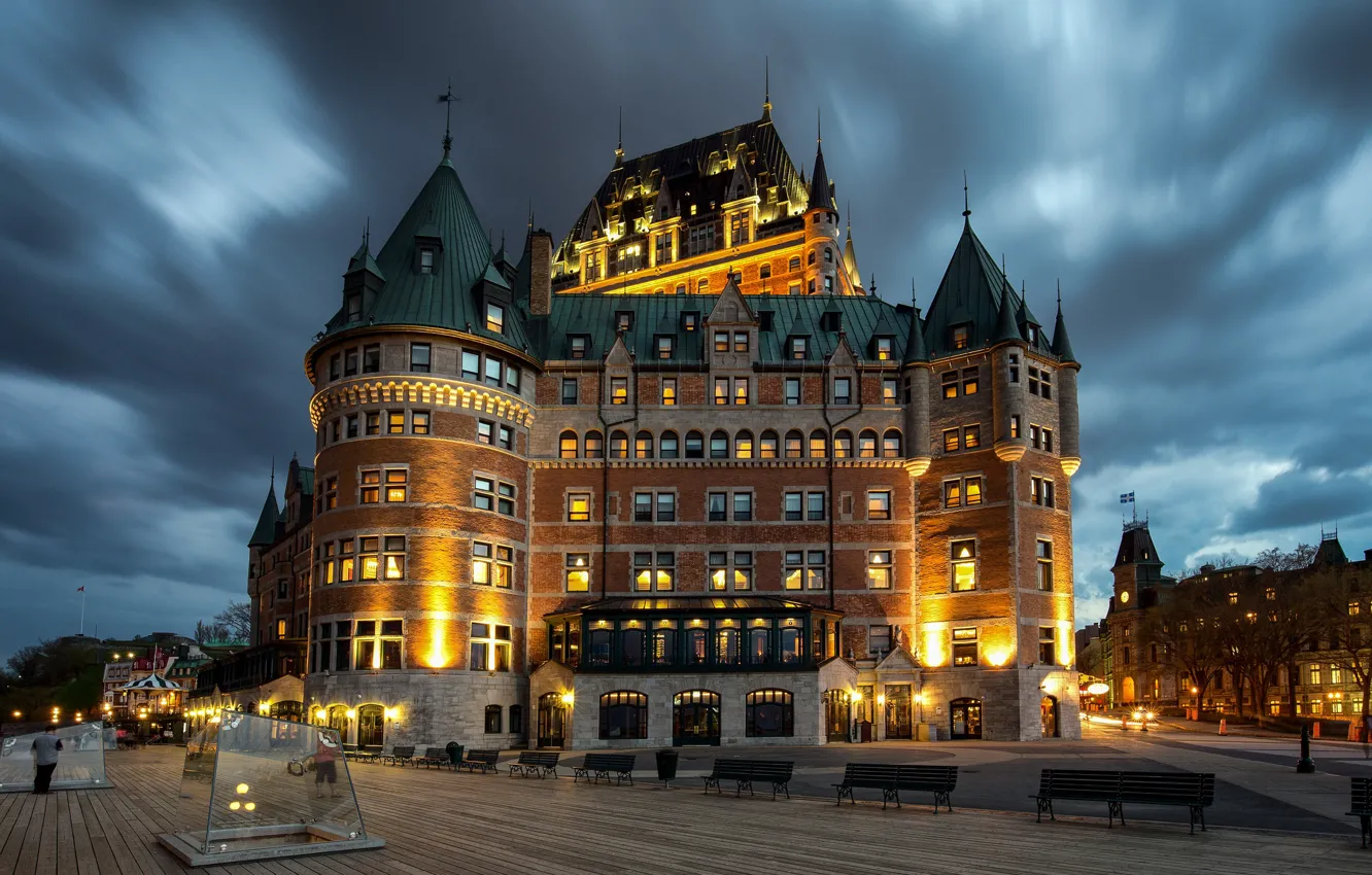 Photo wallpaper lights, the evening, Canada, Quebec, QC