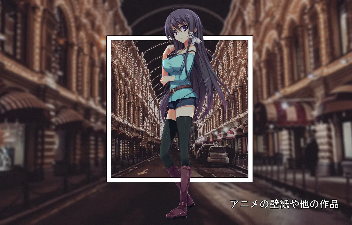 Photo wallpaper street, anime, lights, anime, madskillz, madskilz