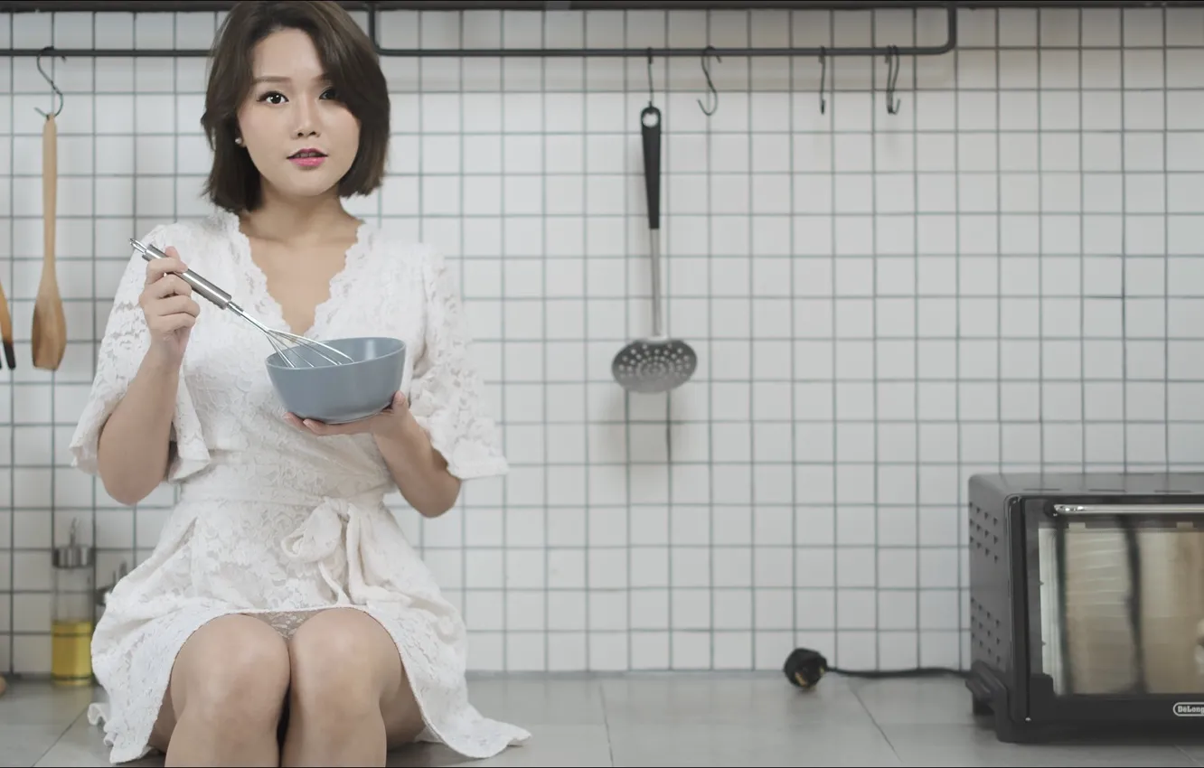 Photo wallpaper smile, kitchen, beauty, girl, Asian, smile, beauty, mood