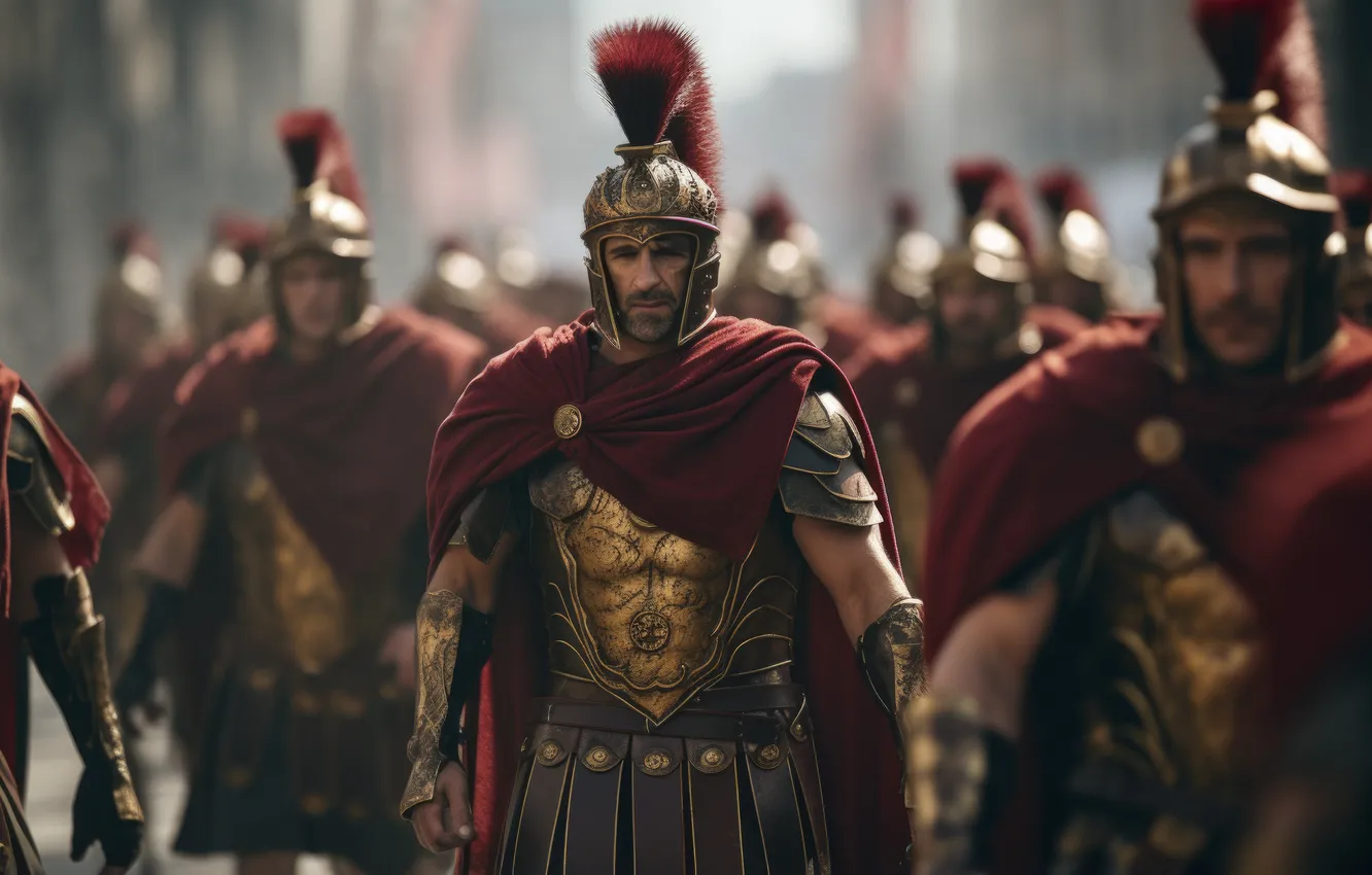 Photo wallpaper warrior, helmet, male, the Romans, digital art, AI art, The Art of Artificial Intelligence, Ancient …