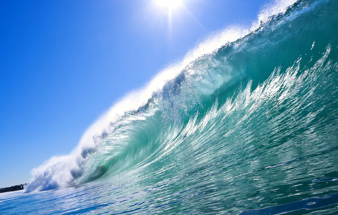Photo wallpaper sea, wave, summer, water, squirt, nature, the ocean, landscapes