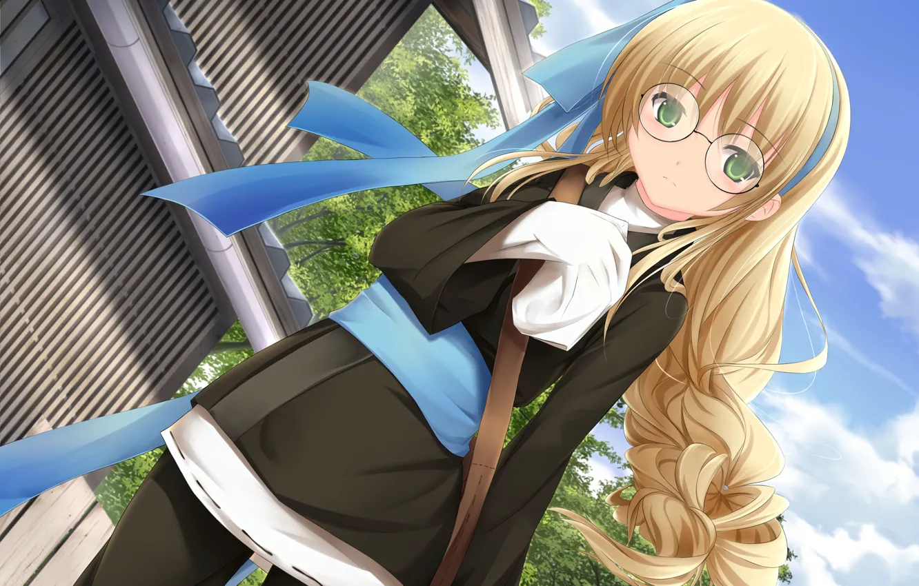 Photo wallpaper girl, mood, street, glasses, art, embarrassment, kopianget