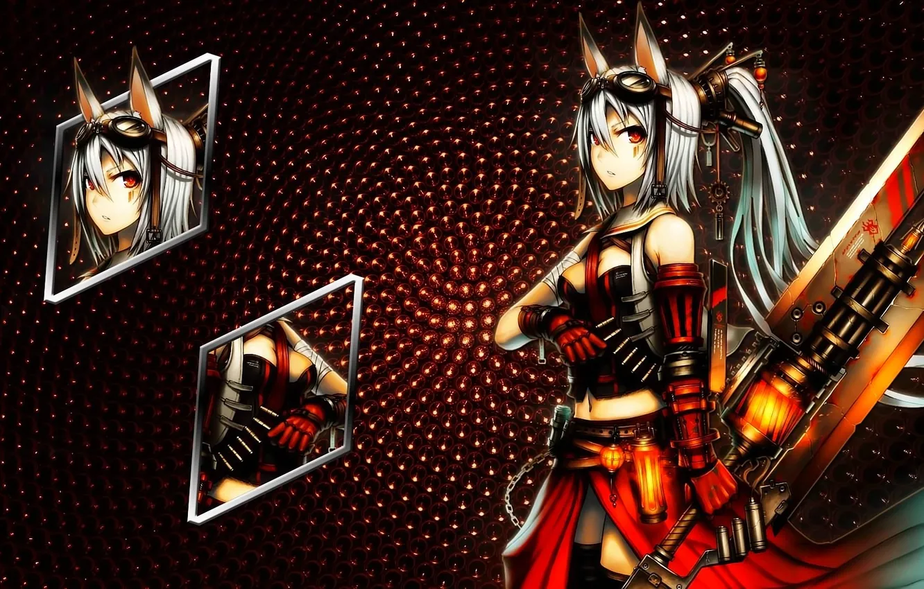 Photo wallpaper girl, ears, blade, simple background